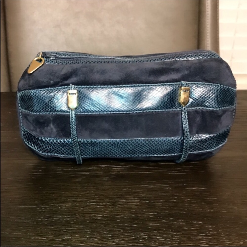 Judith Leiber Navy and Teal Clutch